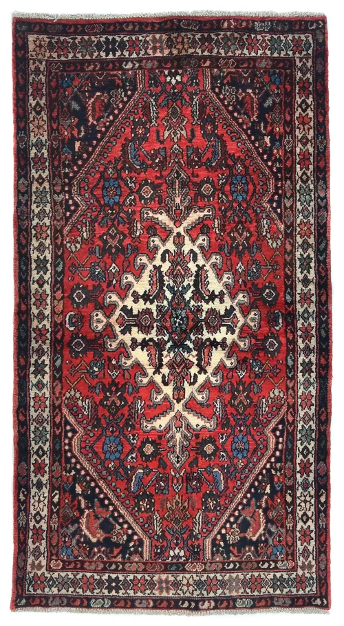 Vintage Red Floral Tribal 4X6 Hamedan Persian Rug