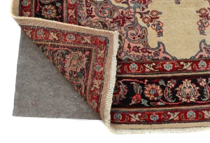 Semi Antique Cream Traditional 4'8X6'2 Mashad Persian Rug