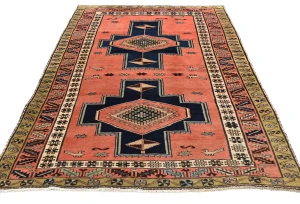 Vintage Coral Tribal 4'6X7 Meshkin Persian Rug