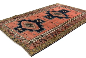 Vintage Coral Tribal 4'6X7 Meshkin Persian Rug