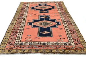 Vintage Coral Tribal 4'6X7 Meshkin Persian Rug