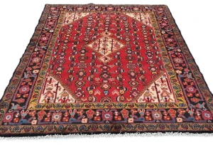 Vintage Red Floral Tribal 4X6 Hamedan Persian Rug