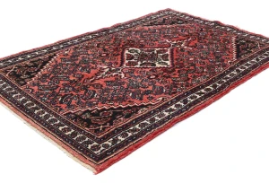 Vintage Bittersweet Red Floral Tribal 4'4X6'11 Hamedan Persian Rug