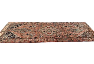 Vintage Light Salmon Floral Tribal 3'4X7'1 Hamedan Persian Rug