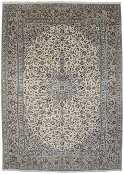 Vintage Cream Traditional 10X13 Kashan Persian Rug