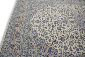 Vintage Cream Traditional 10X13 Kashan Persian Rug