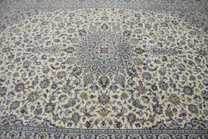 Vintage Cream Traditional 10X13 Kashan Persian Rug