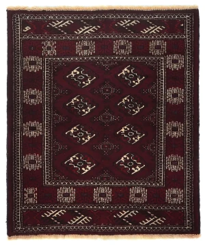 Maroon Red Tribal 3'2X3'8 Turkoman Persian Oriental Rug