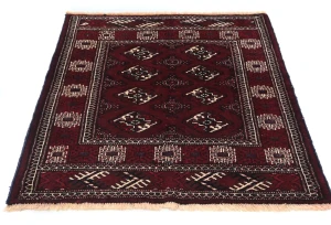 Maroon Red Tribal 3'2X3'8 Turkoman Persian Oriental Rug