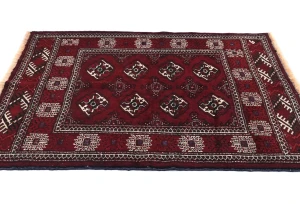 Maroon Red Tribal 3'2X3'8 Turkoman Persian Oriental Rug