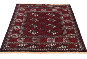 Maroon Red Tribal 3'2X3'8 Turkoman Persian Oriental Rug