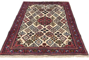 Vintage Cream Tribal 3'9X5'2 Joshaghan Persian Rug
