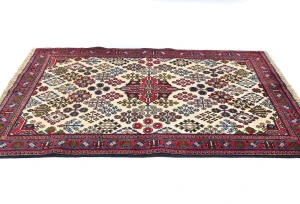 Vintage Cream Tribal 3'9X5'2 Joshaghan Persian Rug