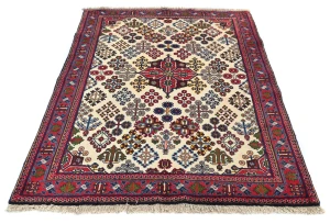 Vintage Cream Tribal 3'9X5'2 Joshaghan Persian Rug