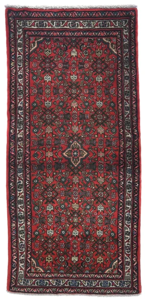 Vintage Red Floral Tribal 3X6 Hamedan Persian Rug