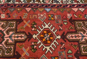 Vintage Red Geometric 2'6X9'8 Karajeh Persian Runner Rug