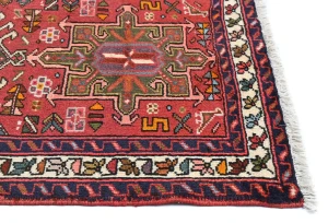 Vintage Red Geometric 2'6X9'8 Karajeh Persian Runner Rug