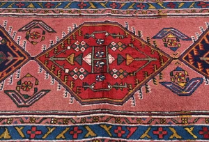 Vintage Rusty Pink Tribal Geometric 2X9 Ardabil Persian Runner Rug