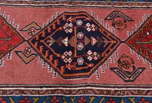 Vintage Rusty Pink Tribal Geometric 2X9 Ardabil Persian Runner Rug