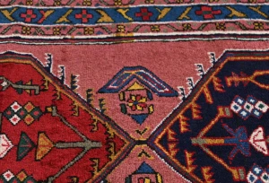 Vintage Rusty Pink Tribal Geometric 2X9 Ardabil Persian Runner Rug