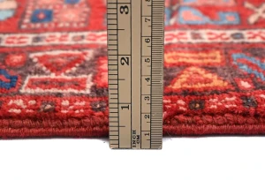 Vintage Red Geometric 3X11 Karajeh Persian Runner Rug