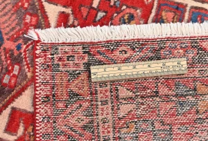 Vintage Red Geometric 3X11 Karajeh Persian Runner Rug