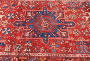 Vintage Red Geometric 3X11 Karajeh Persian Runner Rug