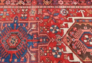 Vintage Red Geometric 3X11 Karajeh Persian Runner Rug