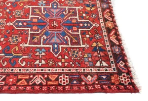 Vintage Red Geometric 3X11 Karajeh Persian Runner Rug