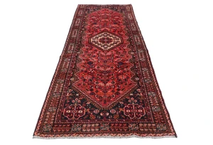 Vintage Red Tribal 3'6X9'5 Shiraz Persian Runner Rug