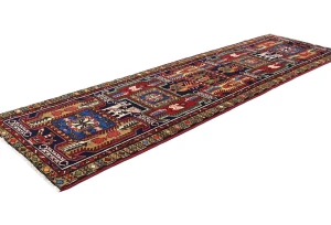 Vintage Purple-navy Tribal 3X10 Meshkin Persian Runner Rug