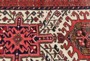 Vintage Red Geometric 2'3 X 9'2 Karajeh Persian Runner Rug