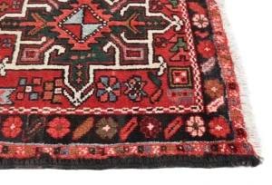 Vintage Red Geometric 3X9 Karajeh Persian Runner Rug