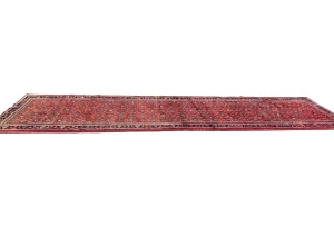 Vintage Red Floral Tribal 4X14 Hamedan Persian Runner Rug
