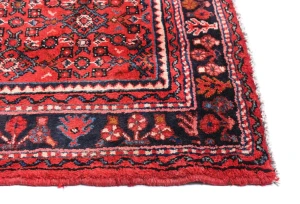 Vintage Red Floral Tribal 4X14 Hamedan Persian Runner Rug