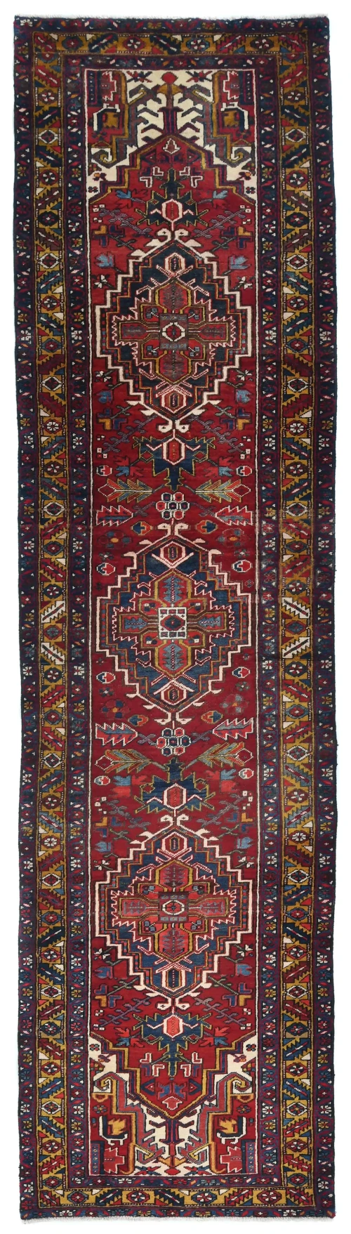 Vintage Red Tribal 3'5X14'4 Hamedan Persian Runner Rug