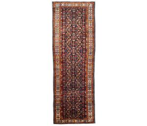 Vintage Purple-navy Tribal 4X11 Hamedan Persian Runner Rug