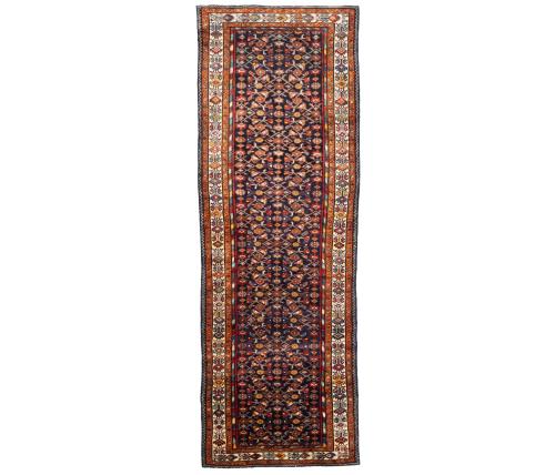 Vintage Purple-navy Tribal 4X11 Hamedan Persian Runner Rug
