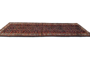 Vintage Purple-navy Tribal 4X11 Hamedan Persian Runner Rug