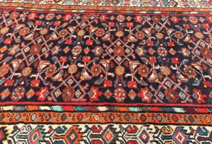 Vintage Purple-navy Tribal 4X11 Hamedan Persian Runner Rug