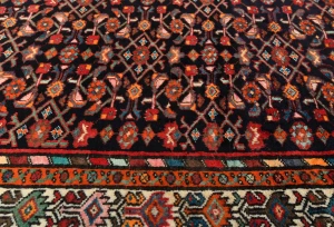Vintage Purple-navy Tribal 4X11 Hamedan Persian Runner Rug