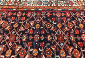 Vintage Purple-navy Tribal 4X11 Hamedan Persian Runner Rug