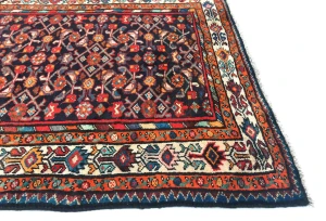 Vintage Purple-navy Tribal 4X11 Hamedan Persian Runner Rug