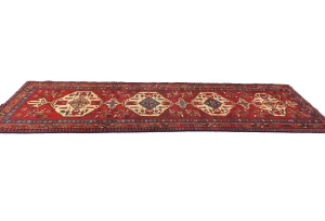 Vintage Red Tribal 3'5X10 Heriz Persian Runner Rug