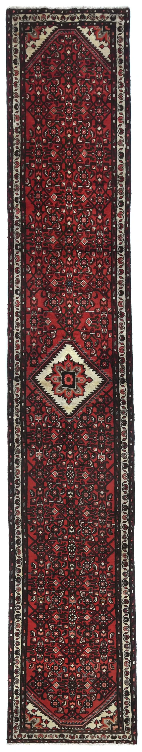 Vintage Red Floral Tribal 2'4X13'5 Hamedan Persian Runner Rug