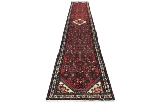 Vintage Red Floral Tribal 2'4X13'5 Hamedan Persian Runner Rug