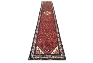 Vintage Red Floral Tribal 2'4X13'5 Hamedan Persian Runner Rug