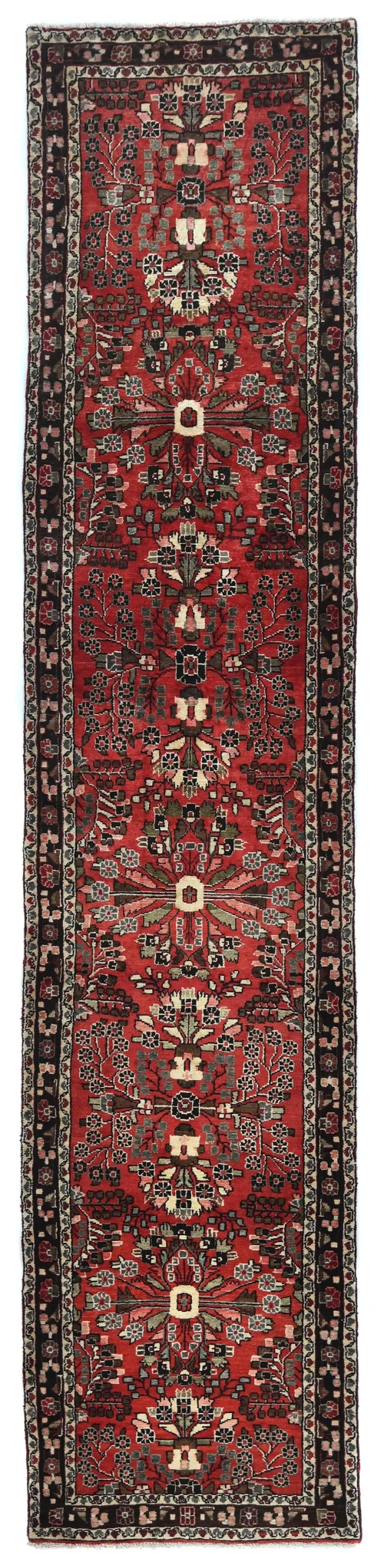 Vintage Red Floral Tribal 3X14 Hamedan Persian Runner Rug