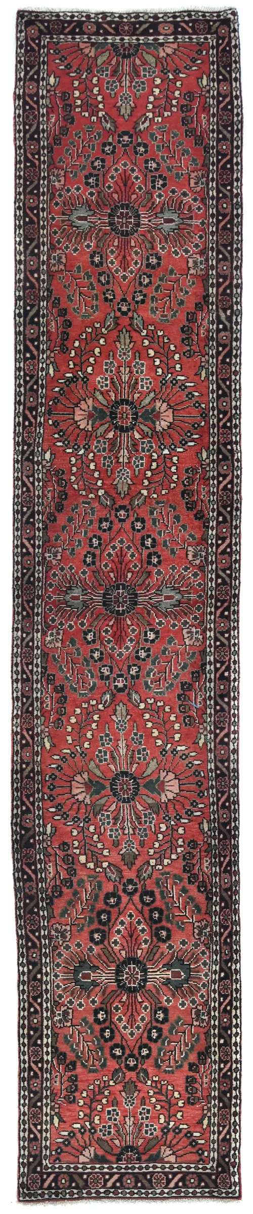 Vintage Red Tribal 2'7X14'5 Hamedan Persian Runner Rug
