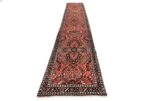 Vintage Red Tribal 2'7X14'5 Hamedan Persian Runner Rug